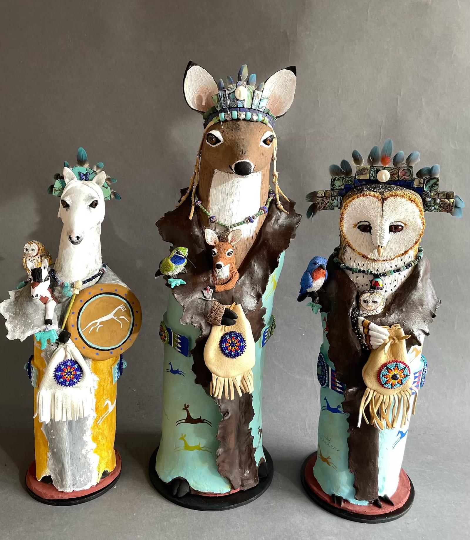 White Horse, Deer and Owl