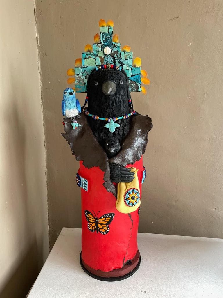 Raven with Red Robe and Turquoise Headdress