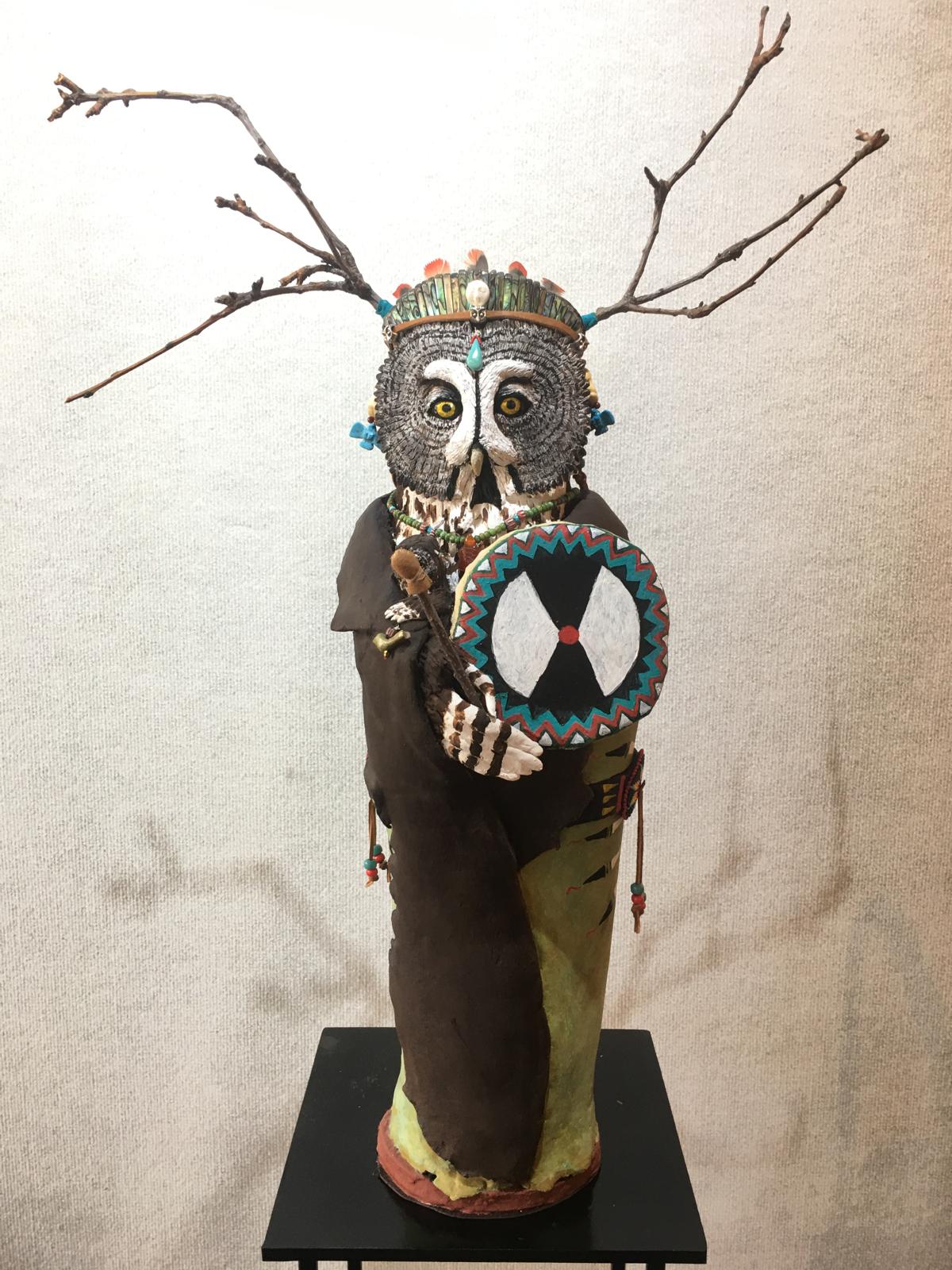 Owl With Antlers and Shield