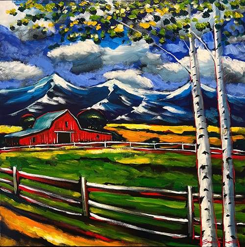Red Barn with Aspens