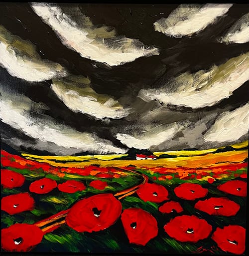 Poppies with Black Sky