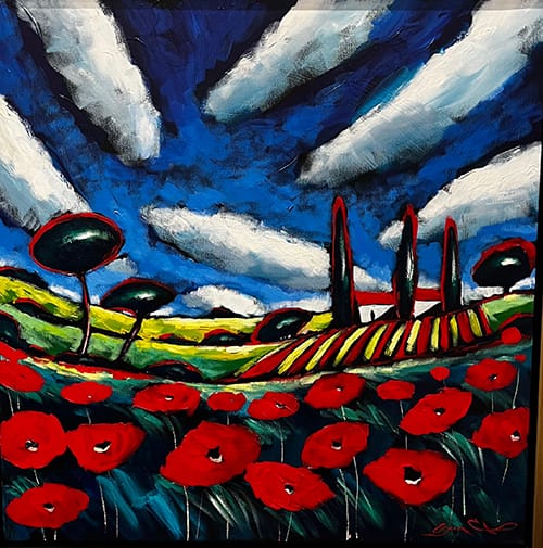 Poppies with Blue Sky