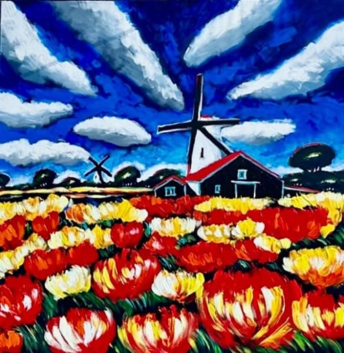 Windmill and Poppies