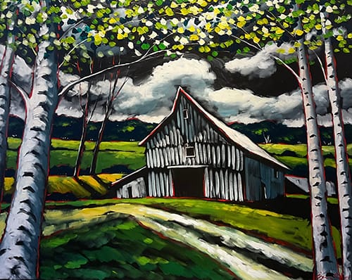 Green and White Barn